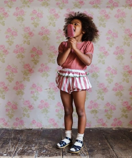Little Cotton Clothes -  Frilly Bloomers in Raspberry Stripe