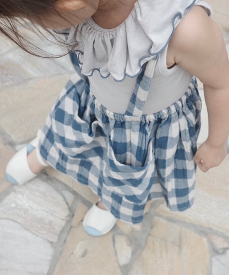 【予約商品】UANDEL - mellow collared tank tops(blue gray)