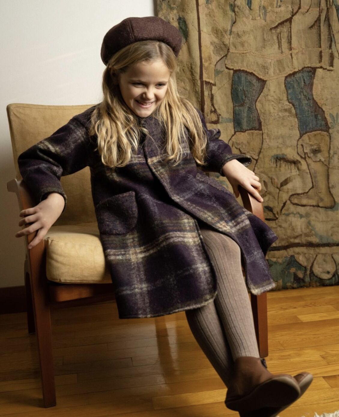 コート HELLO LUPO bell coat 2-3y HELLO LUPO - Bell coat / purple check (6-7y siz