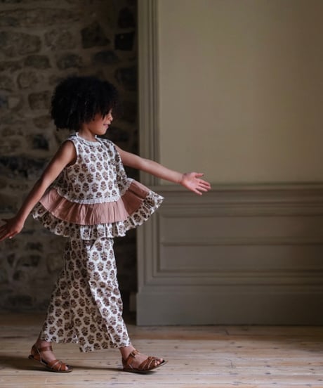 Little Cotton Clothes - Molly Trousers Jaipur Floral in Tea Rose