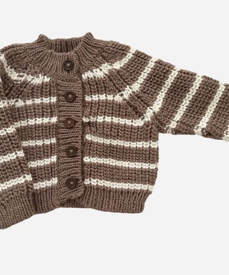 THE BLUEBERRY HILL - Rib Knit Stripe Cardigan  Tan