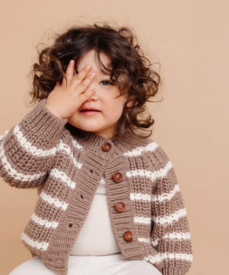 THE BLUEBERRY HILL - Rib Knit Stripe Cardigan  Tan