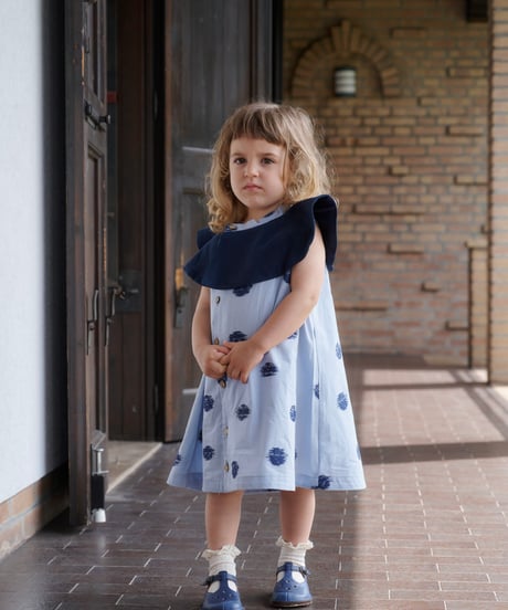 HELLO LUPO - DOLLY DRESS SLEEVELESS - LINEN NAVY/BLUE CANDY