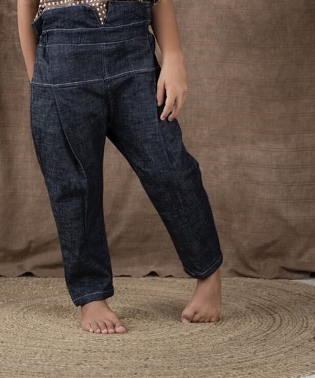 HELLO LUPO - E8 Trousers , high waister (Navy blue denim)