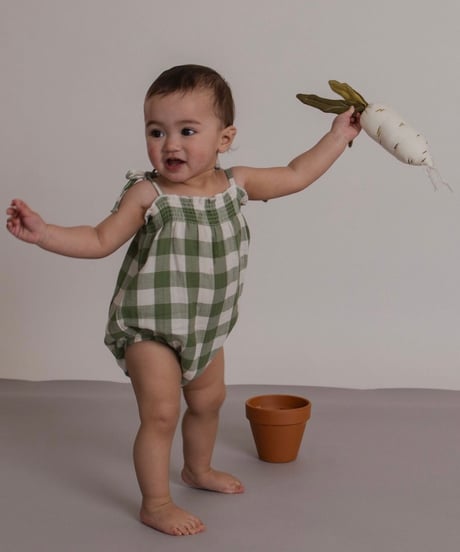 organic zoo - Dill Gingham Spaghetti Bodysuit