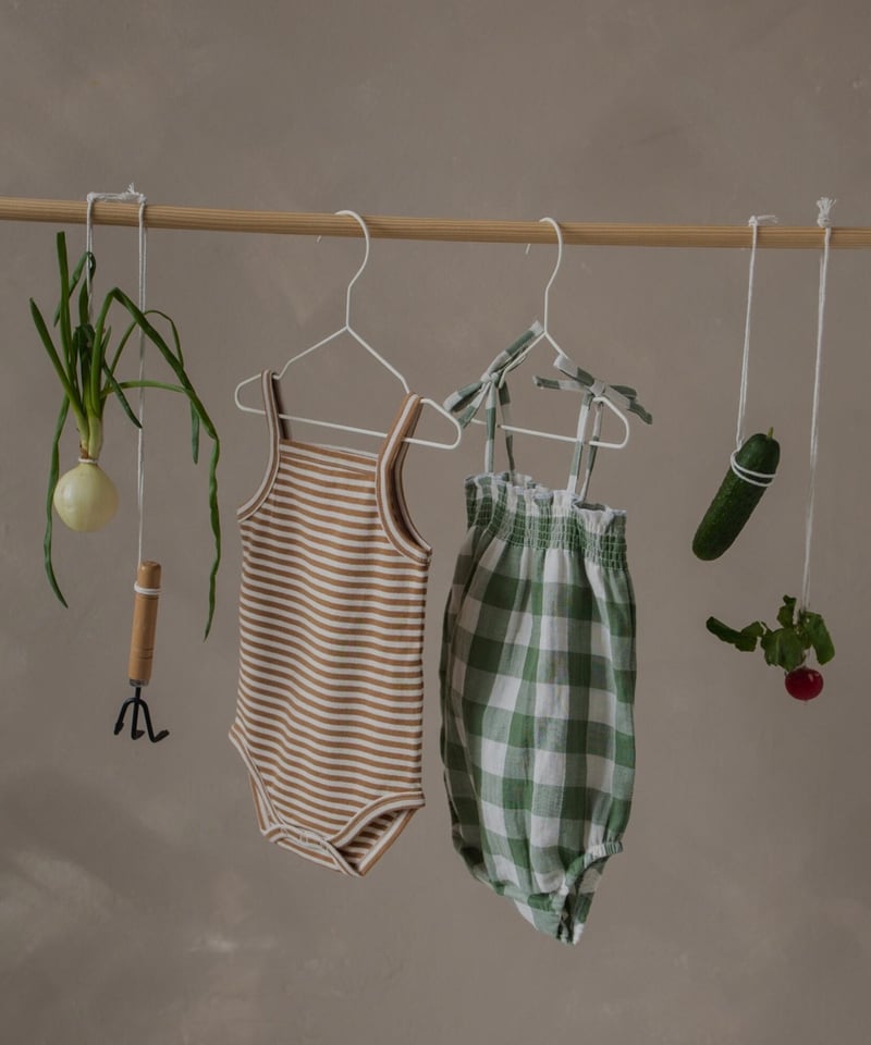 organic zoo - Dill Gingham Spaghetti Bodysuit |