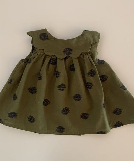 HELLO LUPO - Kumo blouse, green/ navy blue dots