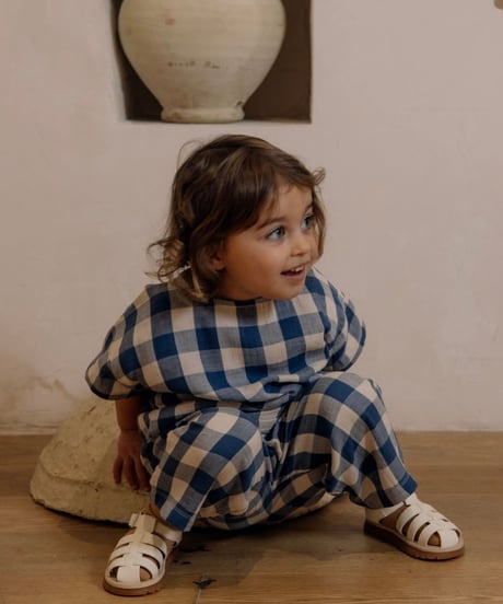 organic zoo - Pottery Blue Gingham Boxy T- Shirt送料無料