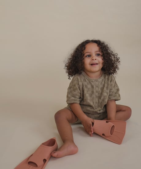 organic zoo - Dusky Checkerboard Terry Beach Romper