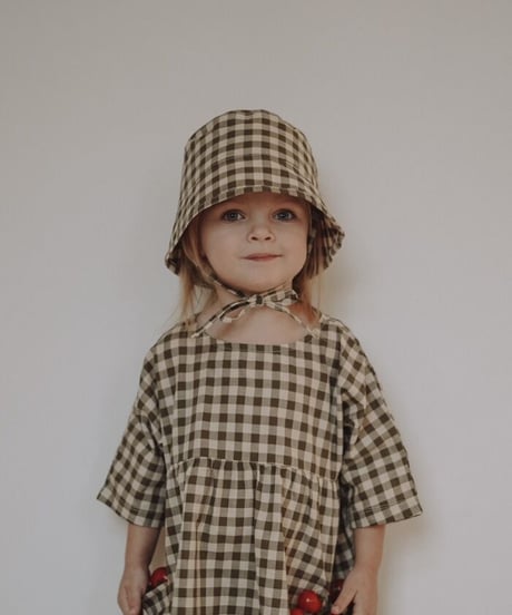 organic zoo - Olive Gingham Bucket Sun Hat