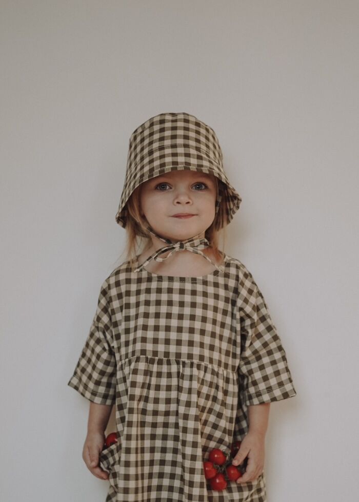 organic zoo - Olive Gingham Bucket Sun Hat | U