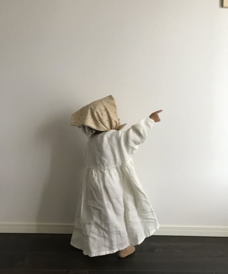 La Petite Alice- Linen Girl Dress Birdie with Bishop Sleeve(6m〜12m)
