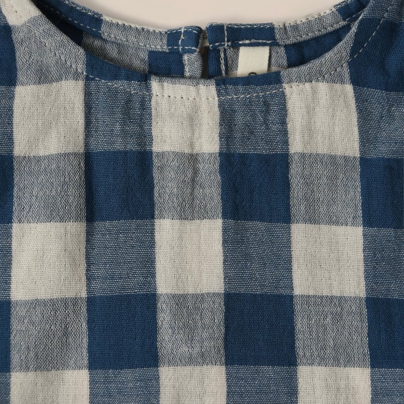 organic zoo Blue Gingham  ギンガム　1-2y organic zoo - Pottery Blue Gingham Boxy T- Shir