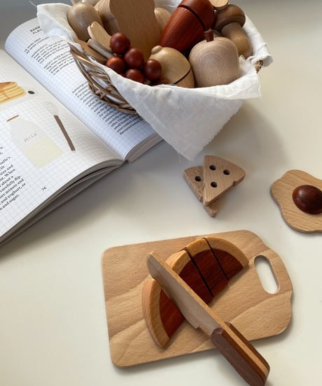 wooden play food set