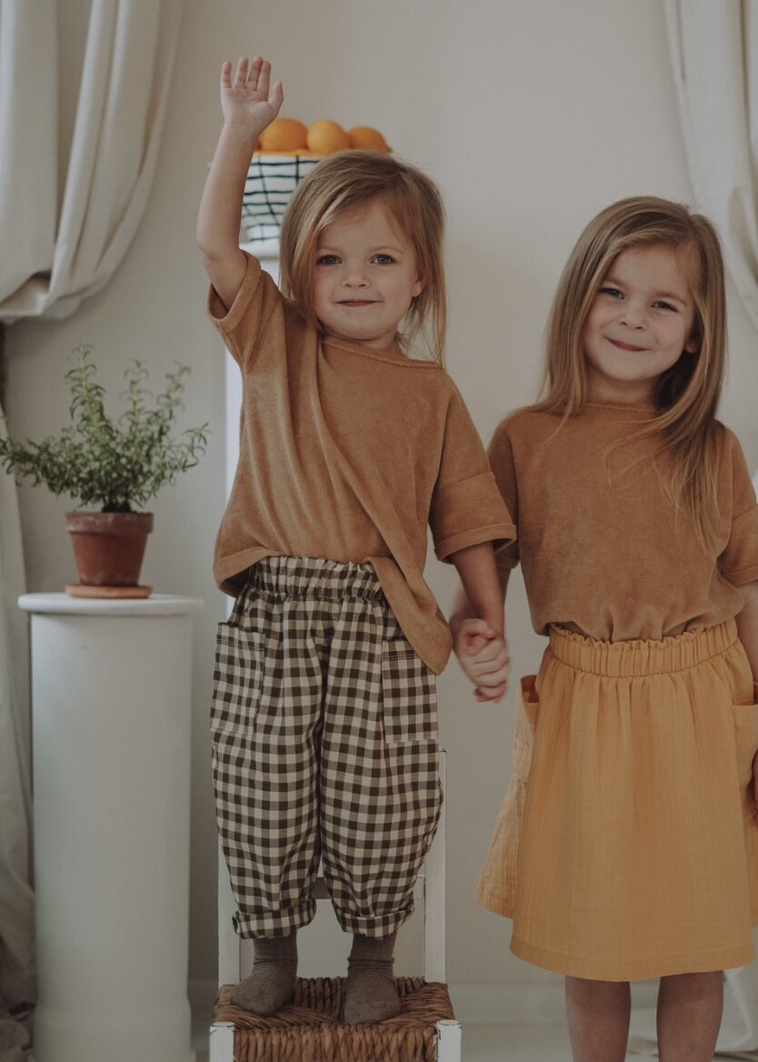 organic zoo - Olive Gingham Fisherman Pants/Poc