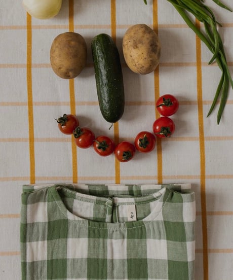 organic zoo - Dill Gingham Boxy T-Shirt