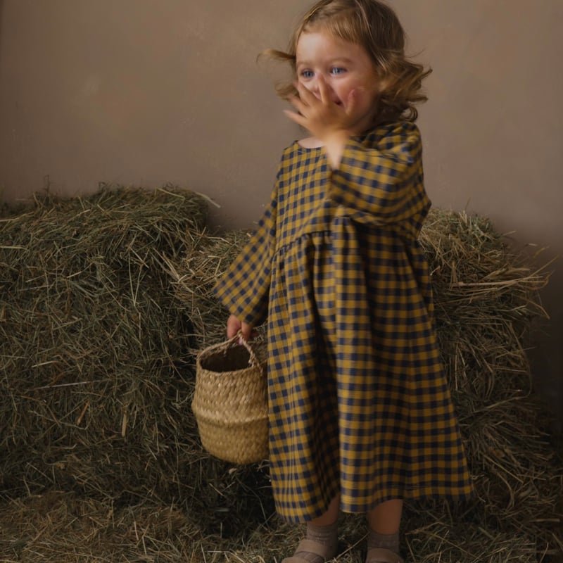 ワンピース organic zoo Blue Gingham Bella Dress organic zoo - Blueberry Gingham Gather Dress アウ