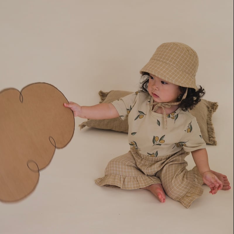 organic zoo Grid Check Frill フリルチェックパンツ organic zoo / Grid Check Frill Culottes Wheat 2