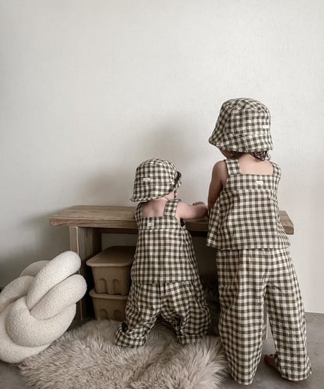 organic zoo - Olive Gingham Fisherman Pants/Pockets 送料無料
