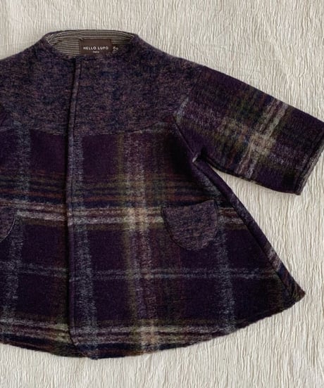HELLO LUPO - Bell coat / purple check (2y 〜 5y size)