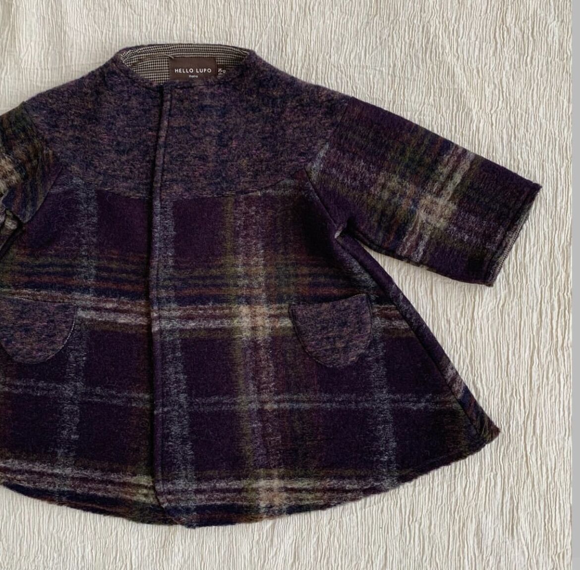 HELLO LUPO - Bell coat / purple check (6-7y siz