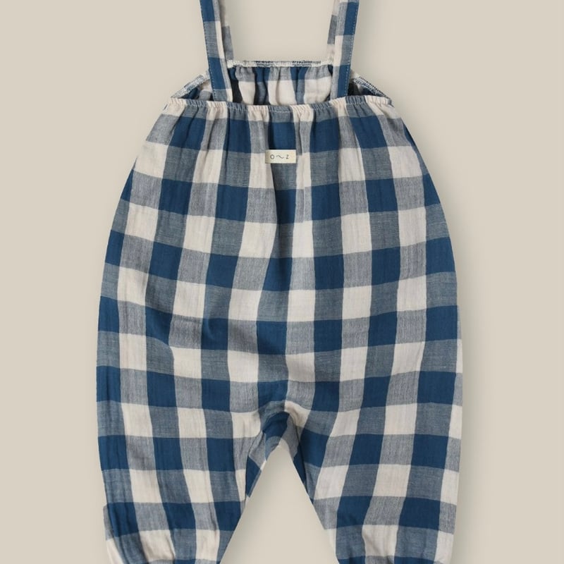 ロンパース・カバーオール organic zoo blue gingham jumpsuit 1-2y ロンパース・カバーオール organic zoo Blue Gingham Jumpsuit 1