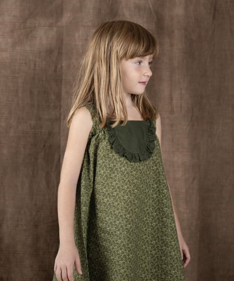 HELLO LUPO - Girasole Dress (Fiori verde)ラスト4-5y