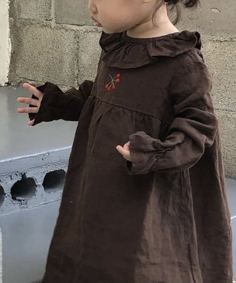 La Petite Alice- Linen Dress Ruby with Long Sleeves(6〜18m)