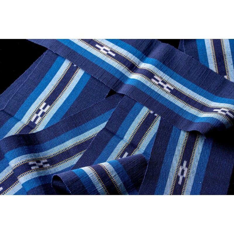 八重山ミンサー 半幅帯 琉球藍 | 琉球染織の芭蕉