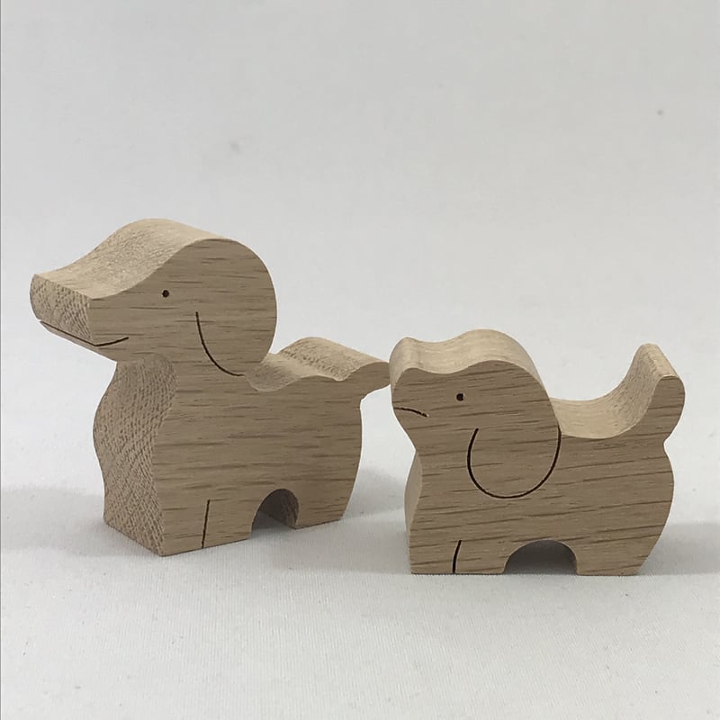 KA164 イヌのカップル 小黒三郎の組み木 十二支の動物 | ゆかいな