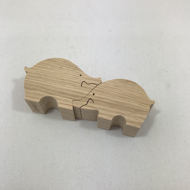 KA165 イノシシのカップル 小黒三郎の組み木 十二支の動物 | ゆ