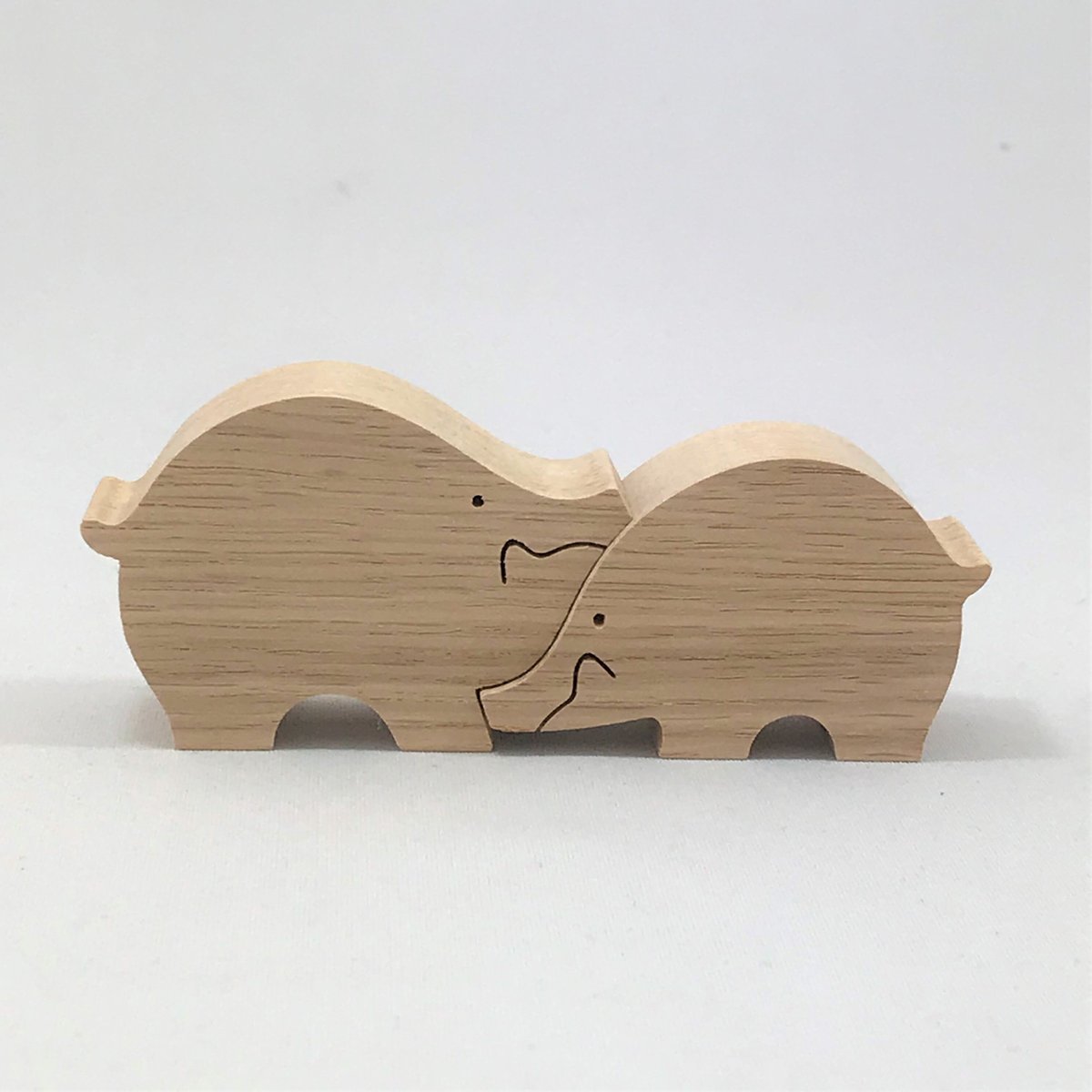 KA165 イノシシのカップル 小黒三郎の組み木 十二支の動物 | ゆ