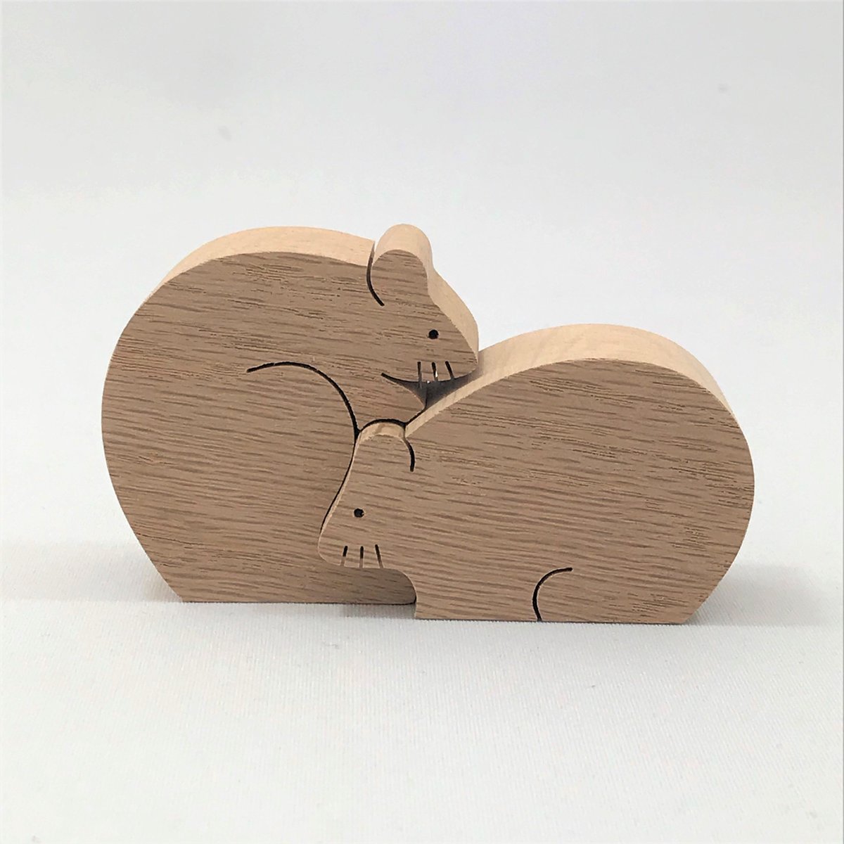 KA154 ネズミのカップル 小黒三郎の組み木 十二支の動物 | ゆかいな