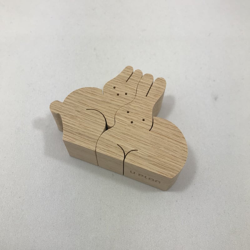 KA157 ウサギのカップル 小黒三郎の組み木 十二支の動物 | ゆかいな