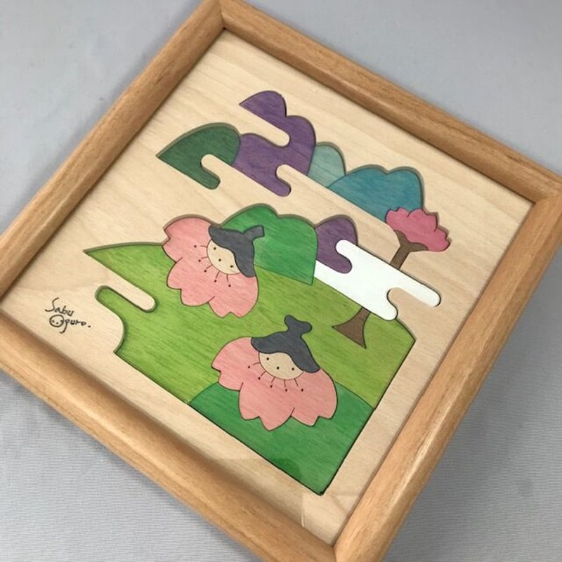 KP191 組み木絵 桜の花びな 小黒三郎 組み木のひな人形 | ゆかいな