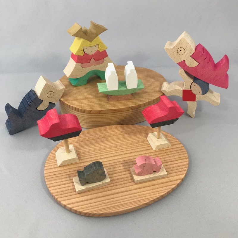 KK247 鯉武者と金太 小黒三郎 組み木の五月人形 | ゆかいなさかなSTORES