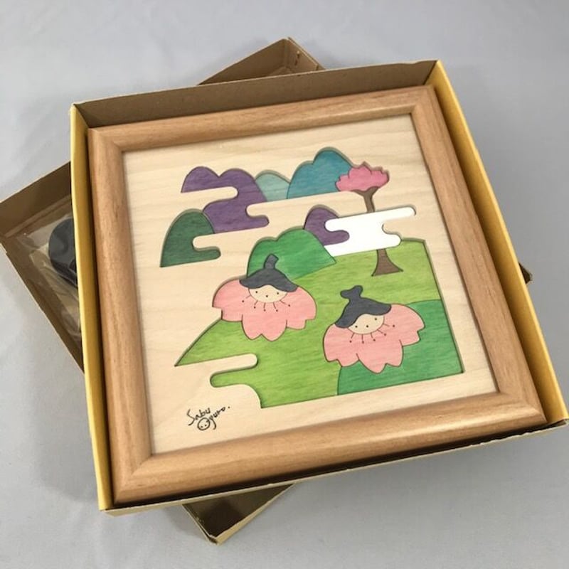 KP191 組み木絵 桜の花びな 小黒三郎 組み木のひな人形 | ゆかいな