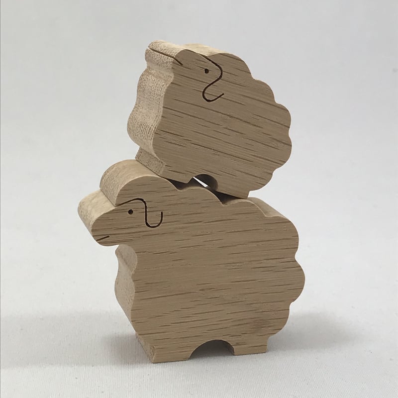 KA161 ヒツジのカップル 小黒三郎の組み木 十二支の動物 | ゆかいな