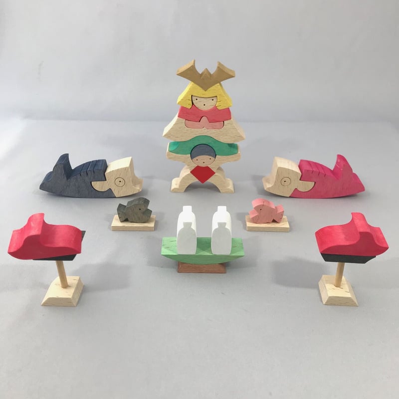 KK247 鯉武者と金太 小黒三郎 組み木の五月人形 | ゆかいなさかなSTORES