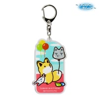 タヌキとキツネ　ぷわぷわバルーン　アクリルキーホルダー　キツネ：じーっ