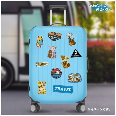 タヌキとキツネ　ぷわぷわバルーン　ステッカー　キツネ：じーっ