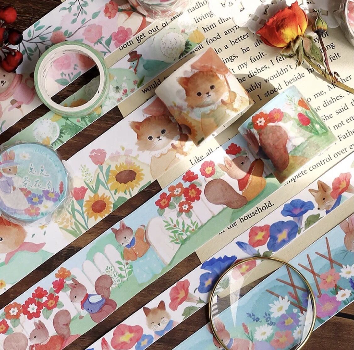 海外マスキングテープ巻売り リス森林 アニマル 風景マスキングテープ