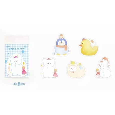 ふんわりタッチのイラストステッカー