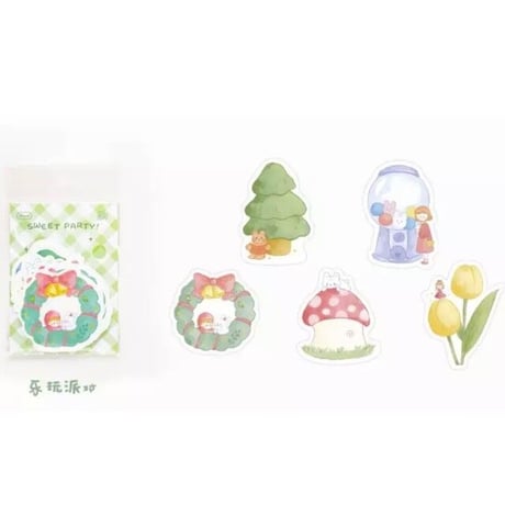ふんわりタッチのイラストステッカー