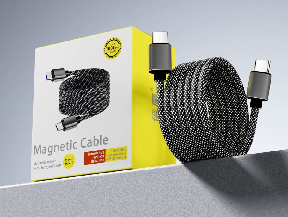 新品】マグネット式編組ナイロン高速充電ケーブル・全3種類【磁気吸着