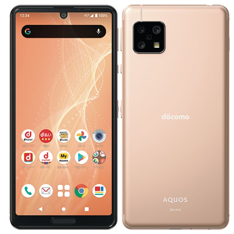中古品】docomo AQUOS sense4 64GB SH-41A ライトカッパー ブ