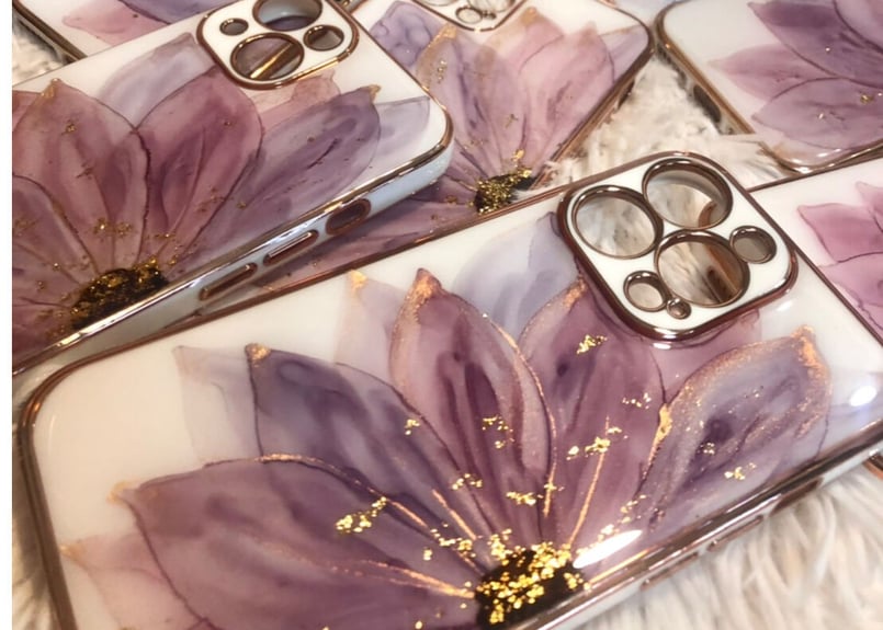 itsuko アルコールインク iPhone13 ケース フラワー ピンク itsuko