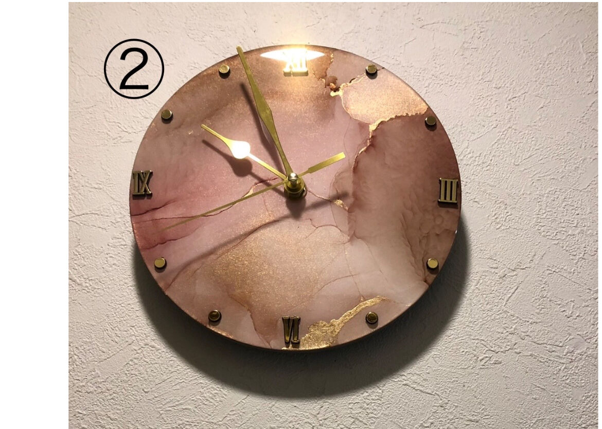 壁掛け時計20センチ くすみピンク大理石💓① | itsuko mon atelier
