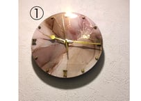 壁掛け時計20センチ　くすみピンク大理石💓①