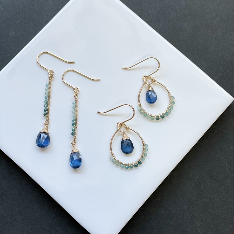 【ete】カイヤナイト ピアス カイヤナイト*スクエアカット＊ピアス【14kgf】 | Soukore